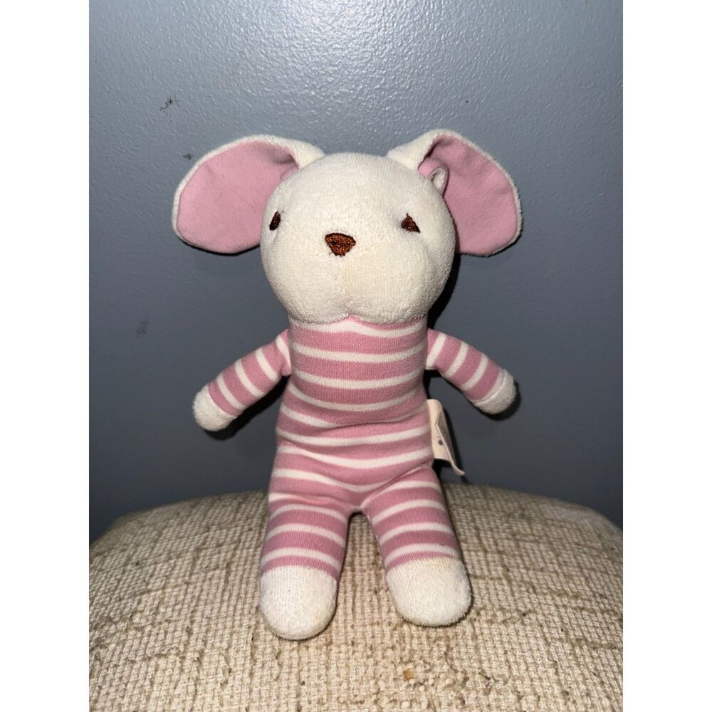 DorDor & GorGor Rare, HTF Organic Cotton Pink & Cream Striped Bunny Plush